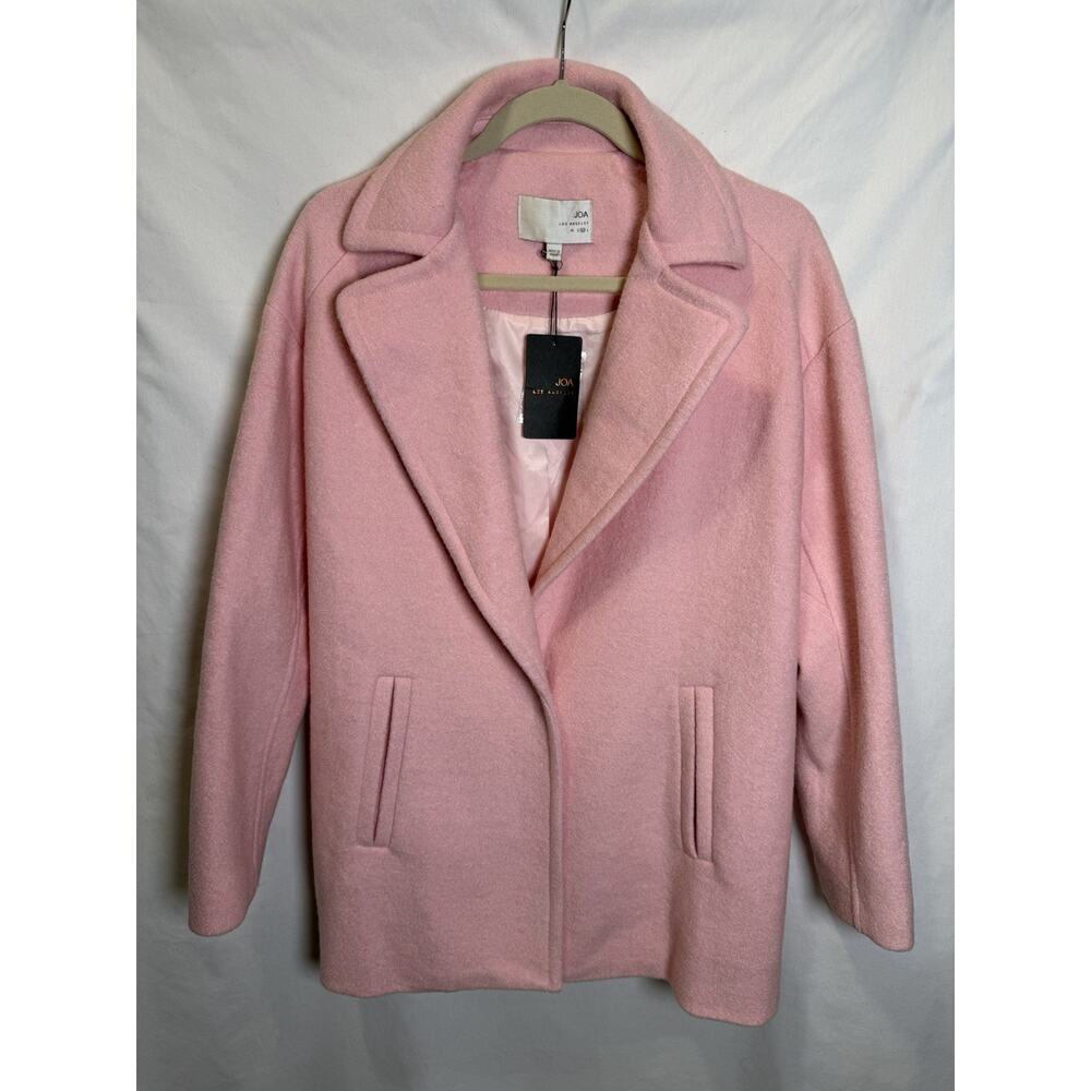 NWT JOA Los Angeles Wool Blend Pastel Pink Overcoat Sz M Feminine Oversized - Picture 2 of 11